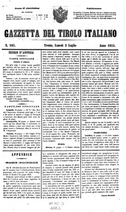 Gazzeta del Tirolo Italiano - Jornal da cidade de Trento (século 19)