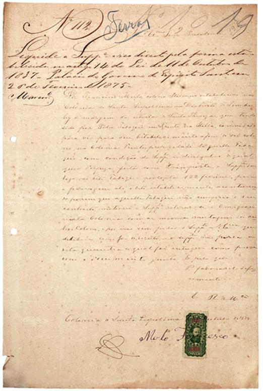Pedido de Francesco Merlo 1875