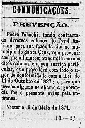 aviso Pietro Tabacchi 1874